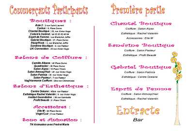 Programme du défilé de mode 2005 ( verso )